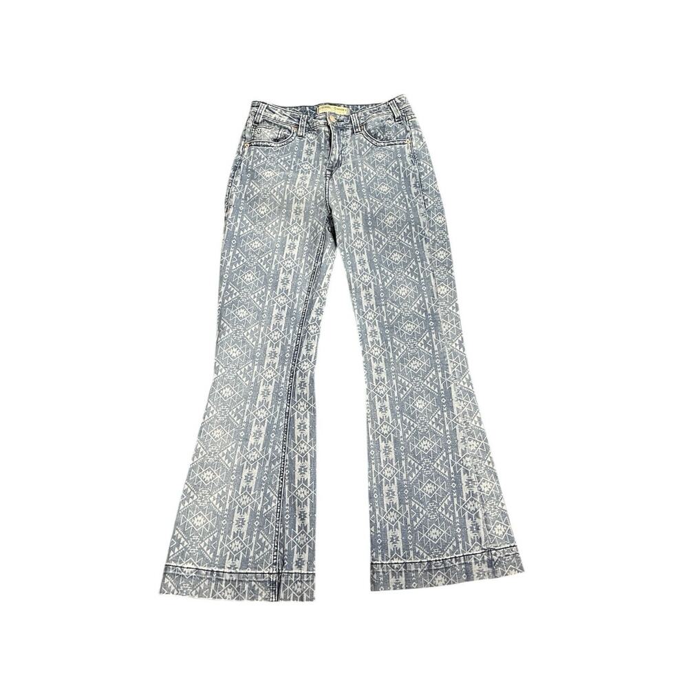 Rock & Roll Denim Aztec Print Flare Jeans SZ 28 Western Boho Southwestern Hippie